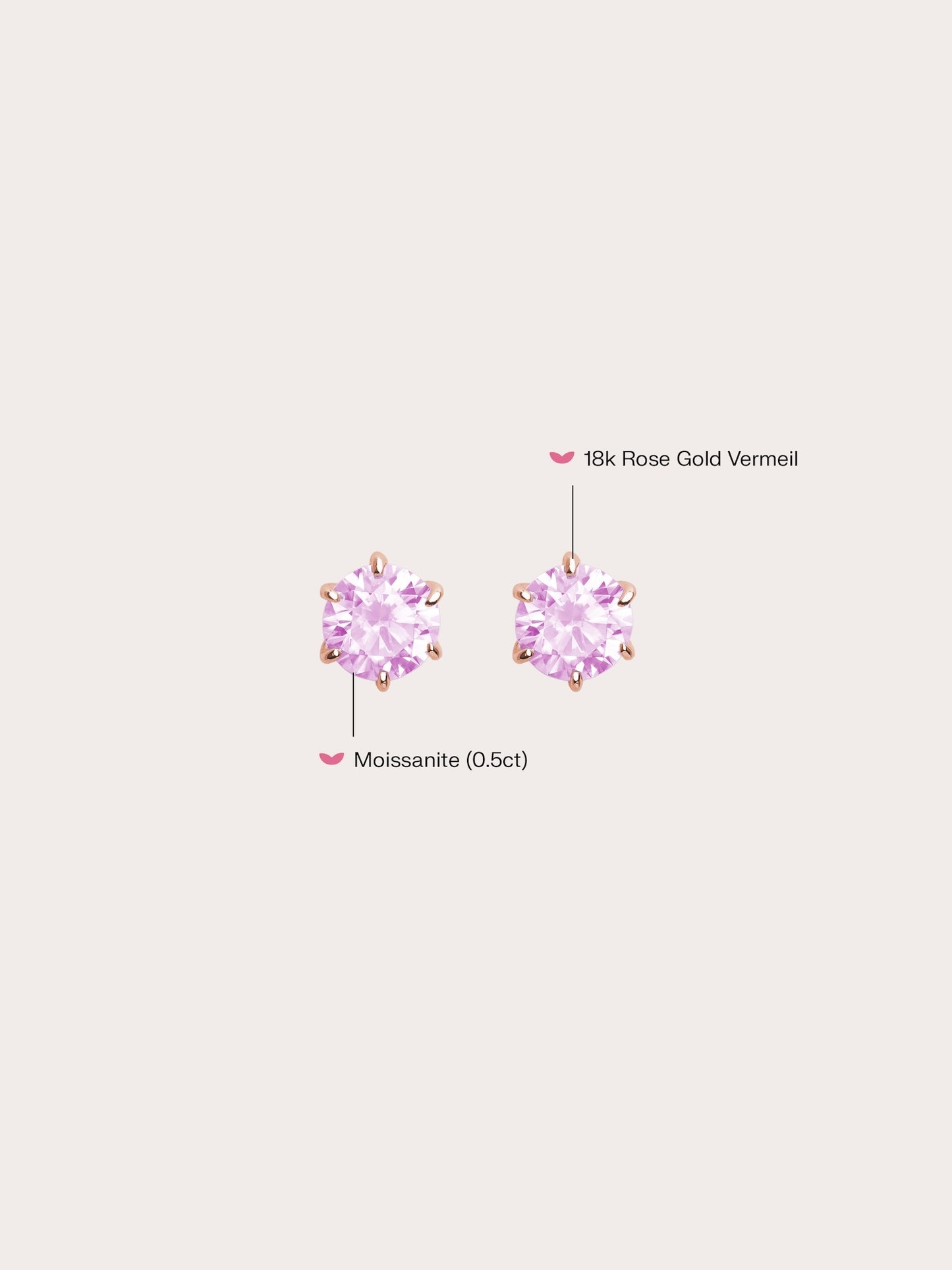 Pink Moissanite Stud Earrings (0.5ct)