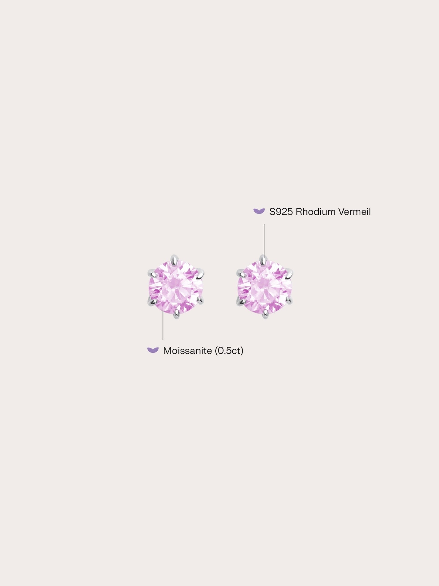 Pink Moissanite Stud Earrings (0.5ct)