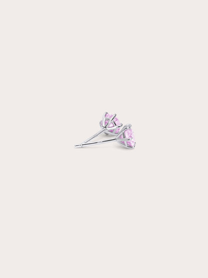 Pink Moissanite Stud Earring 0.5ct S925 Silver Rhodium (4) – Mondays Made Flower & Birthstone Jewelry Singapore