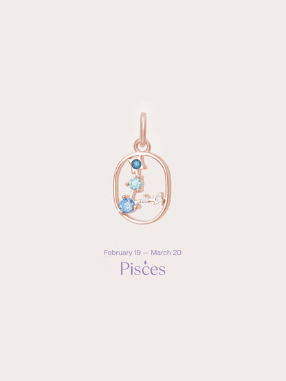 Pisces Charm 18K Rose Gold (1) – Mondays Made Flower & Birthstone Jewelry Singapore