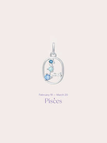 Pisces Charm S925 Silver Rhodium (1) – Mondays Made Flower & Birthstone Jewelry Singapore
