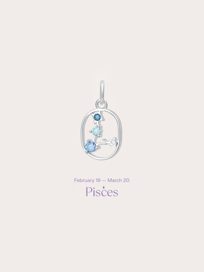 Pisces Charm S925 Silver Rhodium (1) – Mondays Made Flower & Birthstone Jewelry Singapore