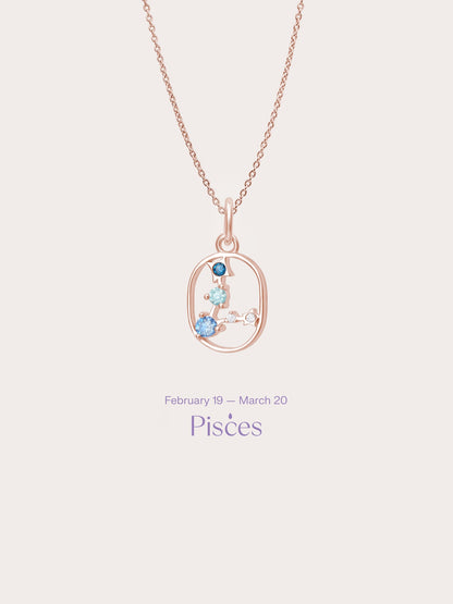 Pisces Necklace 18K Rose Gold (1) – Mondays Made Flower & Birthstone Jewelry Singapore