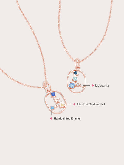 Pisces Necklace 18K Rose Gold (2) – Mondays Made Flower & Birthstone Jewelry Singapore
