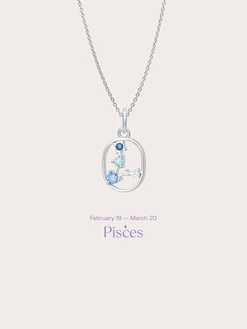 Pisces Necklace S925 Silver Rhodium (1) – Mondays Made Flower & Birthstone Jewelry Singapore