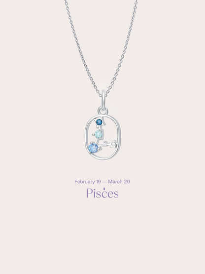 Pisces Necklace S925 Silver Rhodium (1) – Mondays Made Flower & Birthstone Jewelry Singapore