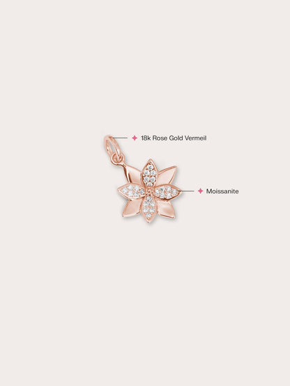 Poinsettia Charm 18K Rose Gold (1) – Mondays Made Flower & Birthstone Jewelry Singapore