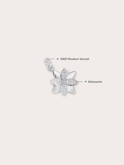 Poinsettia Charm S925 Silver Rhodium (1) – Mondays Made Flower & Birthstone Jewelry Singapore