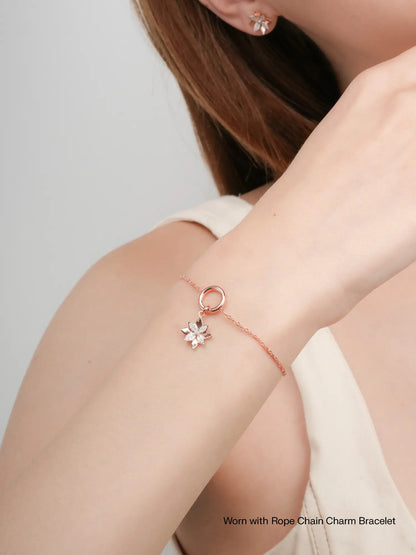 Poinsettia Charm Worn With 18K Rose Gold – Mondays Made Flower & Birthstone Jewelry Singapore