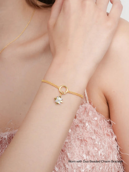 Poinsettia Charm Worn With 18K Gold – Mondays Made Flower & Birthstone Jewelry Singapore