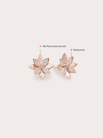 Poinsettia Stud Earrings 18K Rose Gold (1) – Mondays Made Flower & Birthstone Jewelry Singapore