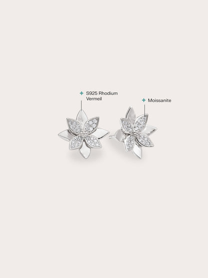 Poinsettia Stud Earrings S925 Silver Rhodium (2) – Mondays Made Flower & Birthstone Jewelry Singapore