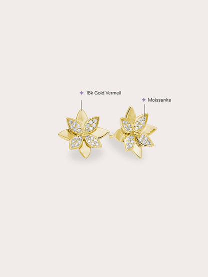 Poinsettia Stud Earrings 18K Gold (1) – Mondays Made Flower & Birthstone Jewelry Singapore