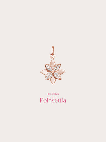 Poinsettia Charm 18K Rose Gold (3) – Mondays Made Flower & Birthstone Jewelry Singapore