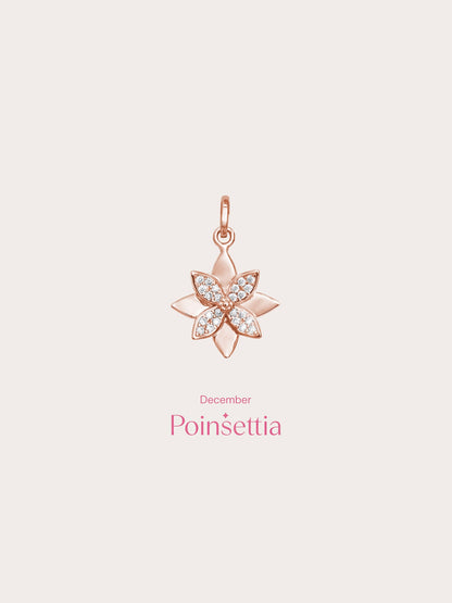 Poinsettia Charm 18K Rose Gold (3) – Mondays Made Flower & Birthstone Jewelry Singapore
