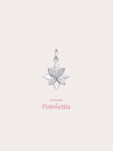 Poinsettia Charm S925 Silver Rhodium (3) – Mondays Made Flower & Birthstone Jewelry Singapore