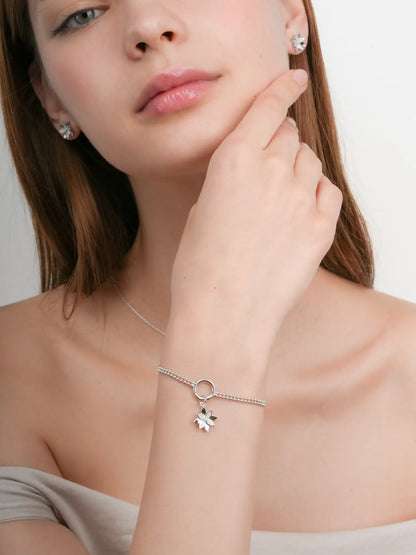 Poinsettia Charm S925 Silver Rhodium (2) – Mondays Made Flower & Birthstone Jewelry Singapore