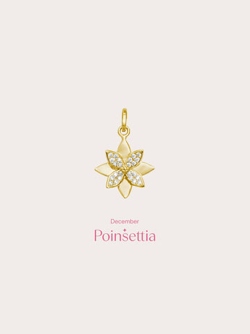Poinsettia Charm 18K Gold (4) – Mondays Made Flower & Birthstone Jewelry Singapore