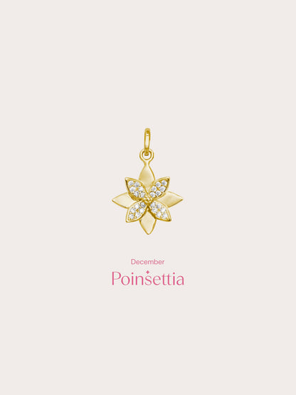 Poinsettia Charm 18K Gold (4) – Mondays Made Flower & Birthstone Jewelry Singapore