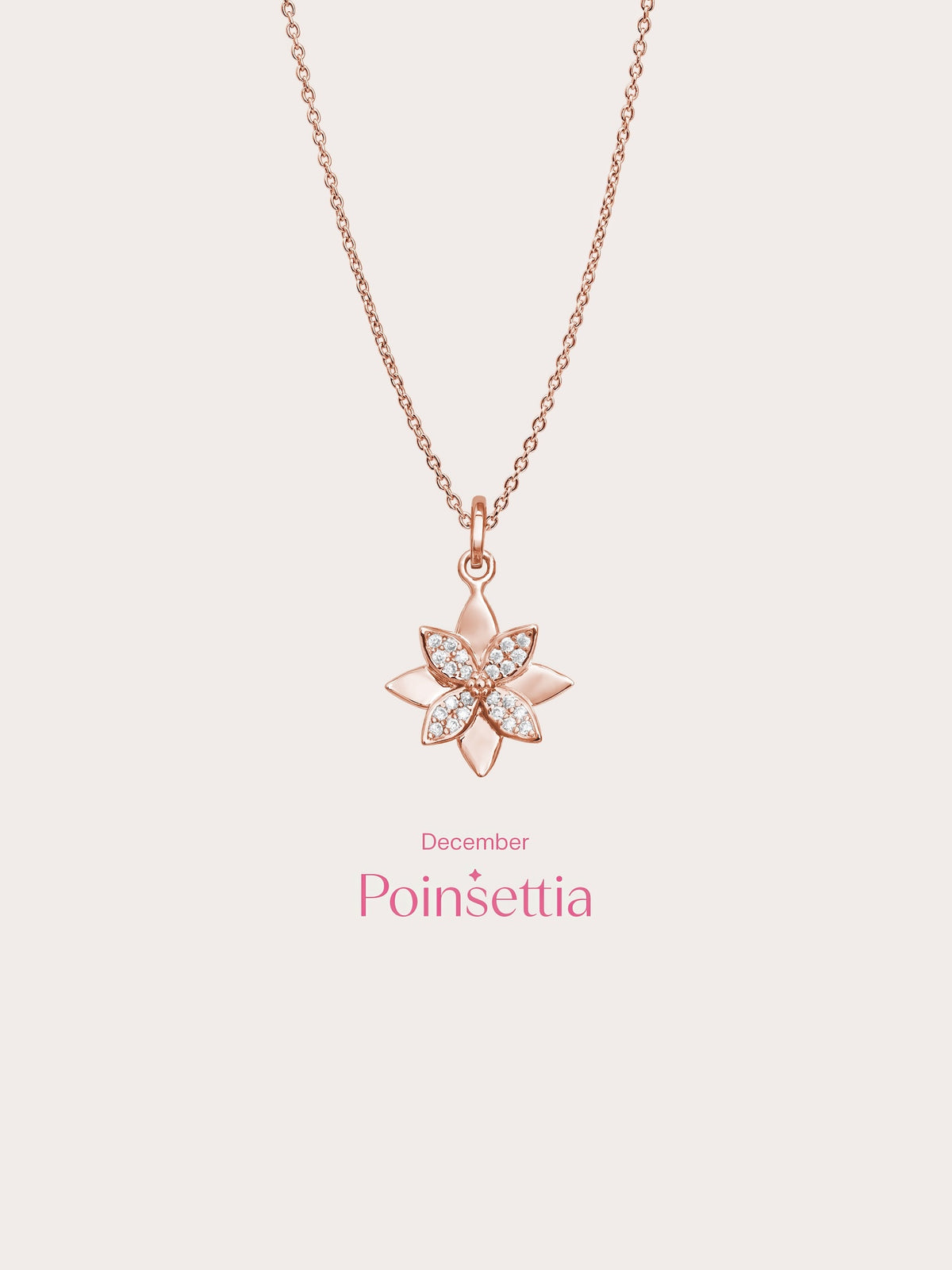 Poinsettia Necklace 18K Rose Gold (5) – Mondays Made Flower & Birthstone Jewelry Singapore