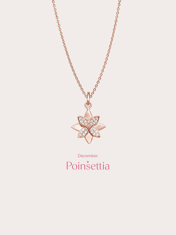 Poinsettia Necklace 18K Rose Gold (5) – Mondays Made Flower & Birthstone Jewelry Singapore