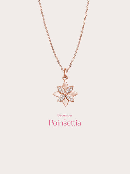 Poinsettia Necklace 18K Rose Gold (5) – Mondays Made Flower & Birthstone Jewelry Singapore