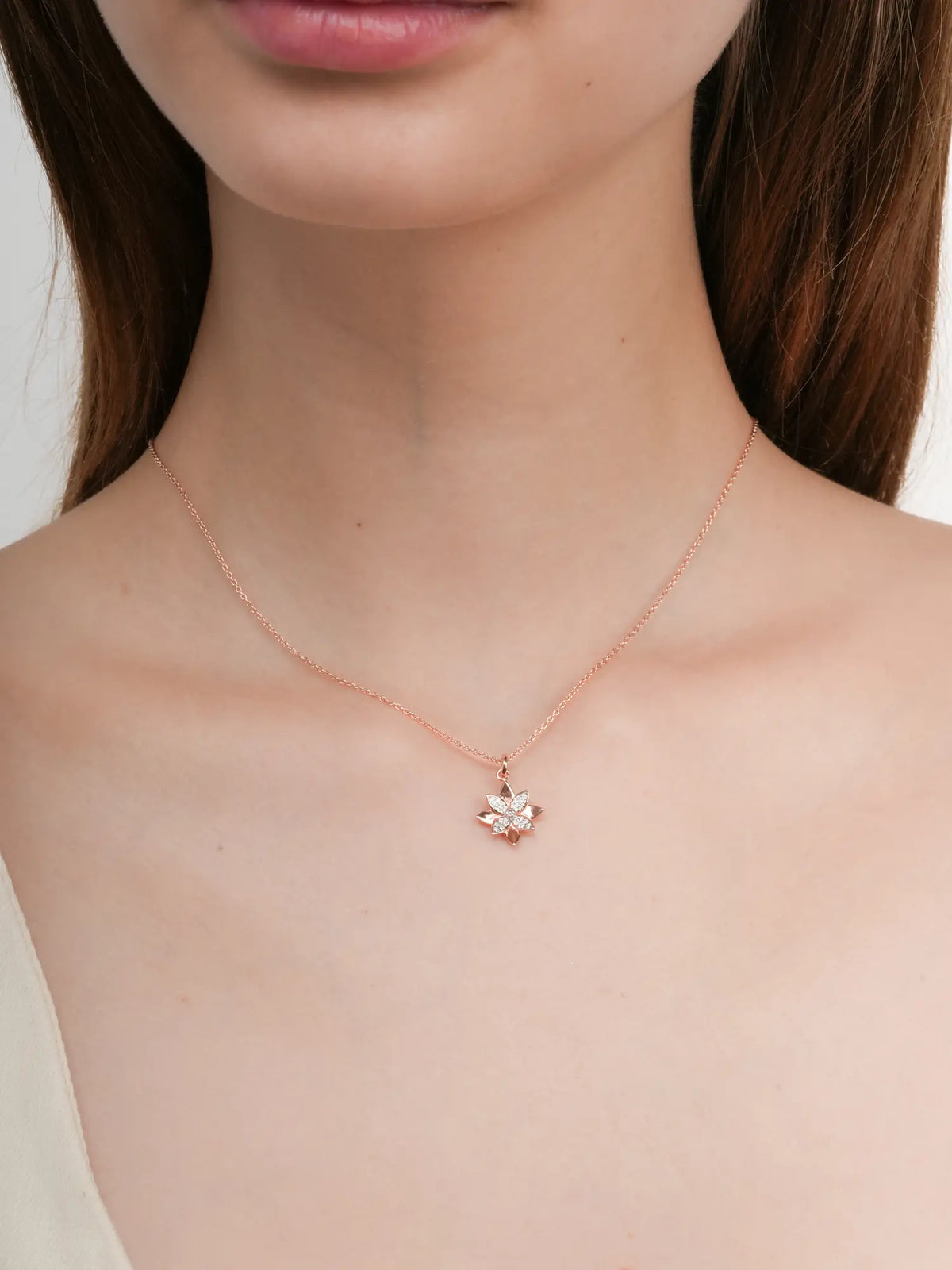 Poinsettia Necklace 18K Rose Gold (2) – Mondays Made Flower & Birthstone Jewelry Singapore