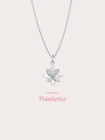 Poinsettia Necklace S925 Silver Rhodium (5) – Mondays Made Flower & Birthstone Jewelry Singapore