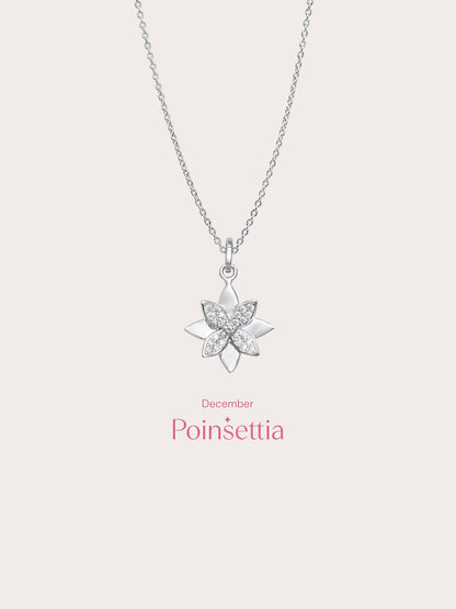Poinsettia Necklace S925 Silver Rhodium (5) – Mondays Made Flower & Birthstone Jewelry Singapore
