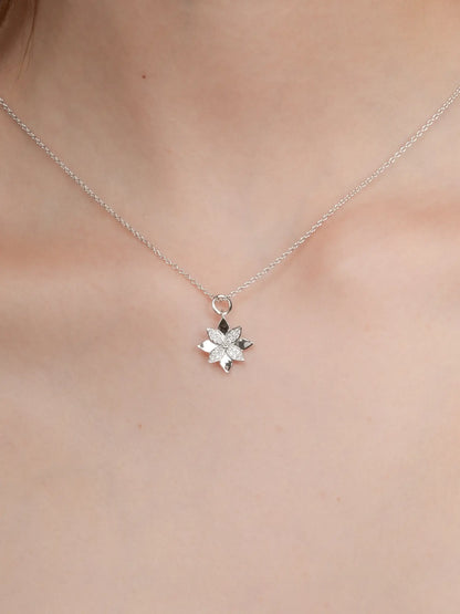 Poinsettia Necklace S925 Silver Rhodium (3) – Mondays Made Flower & Birthstone Jewelry Singapore