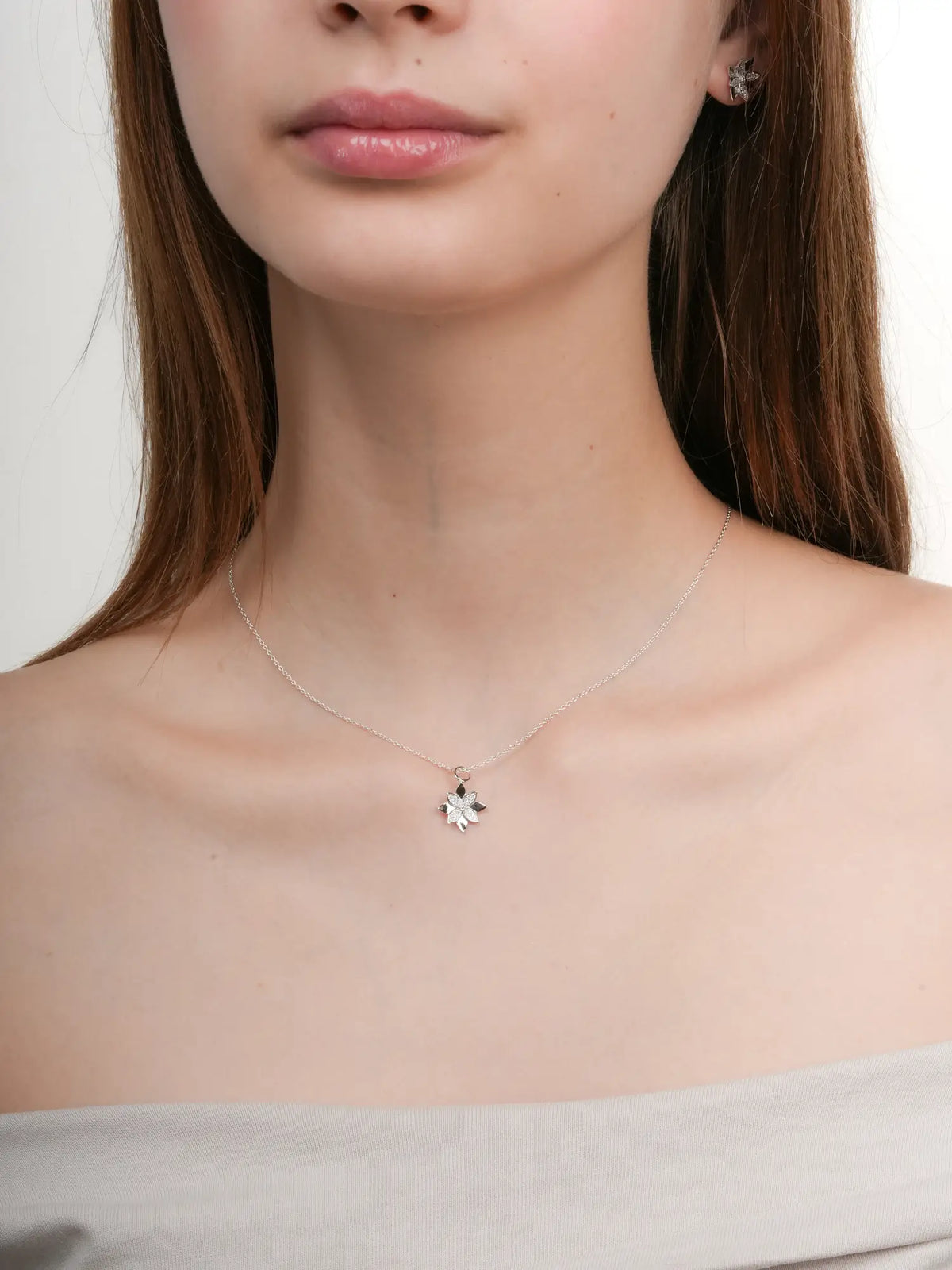 Poinsettia Necklace S925 Silver Rhodium (4) – Mondays Made Flower & Birthstone Jewelry Singapore