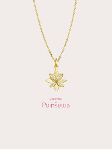 Poinsettia Necklace 18K Gold (4) – Mondays Made Flower & Birthstone Jewelry Singapore