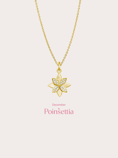 Poinsettia Necklace 18K Gold (4) – Mondays Made Flower & Birthstone Jewelry Singapore