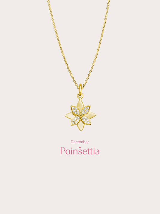 Poinsettia Necklace 18K Gold (4) – Mondays Made Flower & Birthstone Jewelry Singapore
