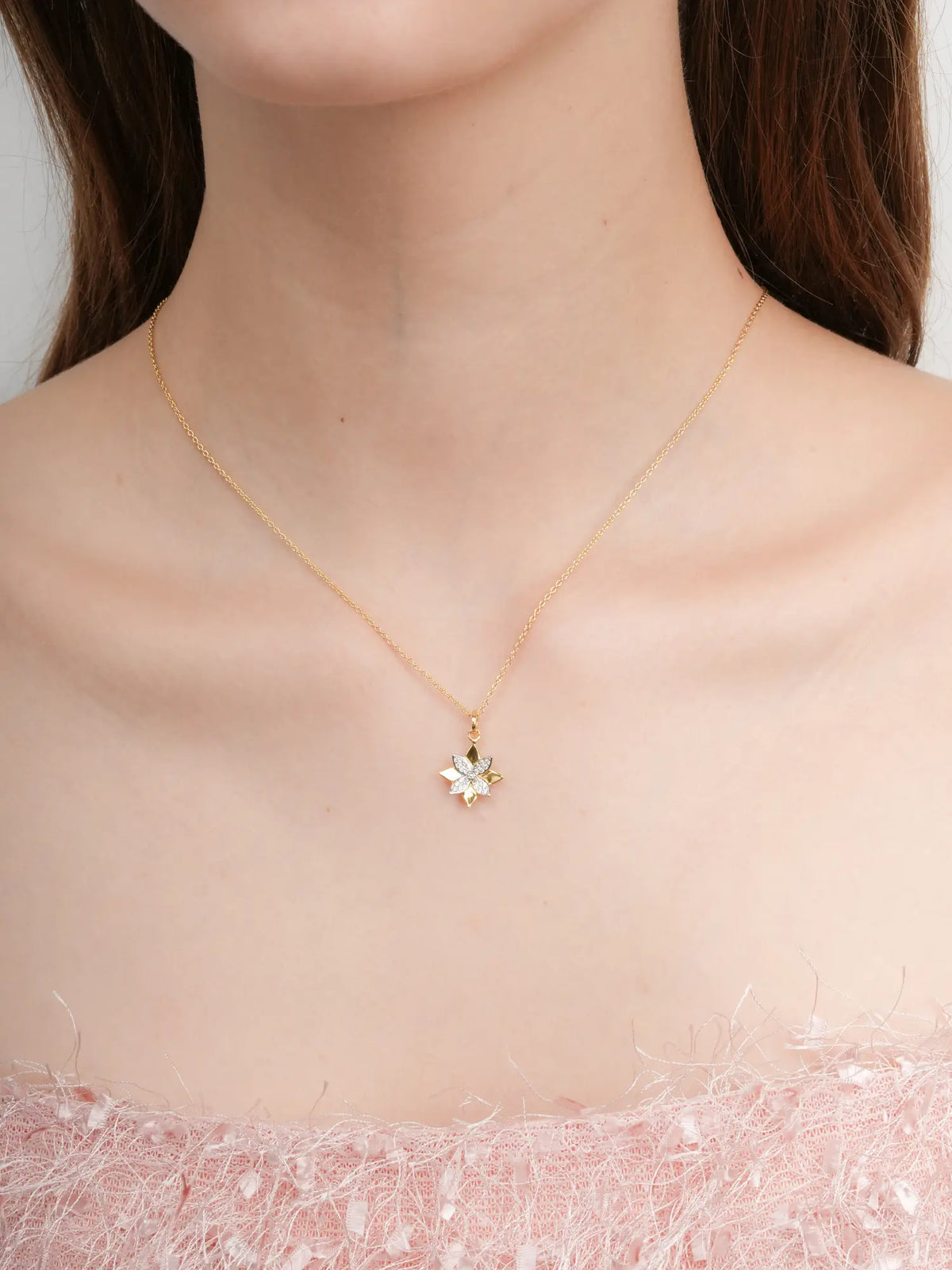 Poinsettia Necklace 18K Gold (3) – Mondays Made Flower & Birthstone Jewelry Singapore