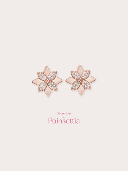 Poinsettia Stud Earrings 18K Rose Gold (4) – Mondays Made Flower & Birthstone Jewelry Singapore
