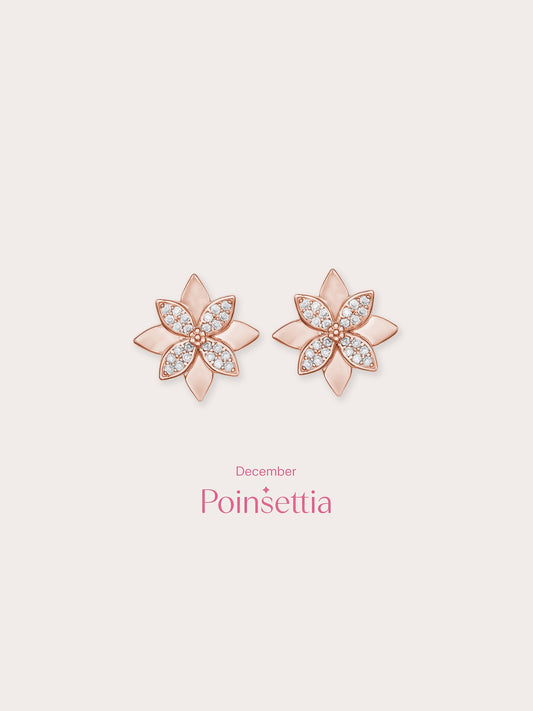 Poinsettia Stud Earrings in 18k Rose Gold Vermeil from Mondays Made