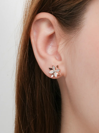 Poinsettia Stud Earrings 18K Rose Gold (3) – Mondays Made Flower & Birthstone Jewelry Singapore