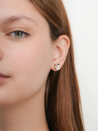 Poinsettia Stud Earrings 18K Rose Gold (2) – Mondays Made Flower & Birthstone Jewelry Singapore