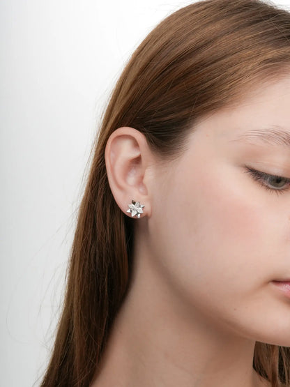 Poinsettia Stud Earrings S925 Silver Rhodium (3) – Mondays Made Flower & Birthstone Jewelry Singapore