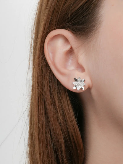 Poinsettia Stud Earrings S925 Silver Rhodium (5) – Mondays Made Flower & Birthstone Jewelry Singapore