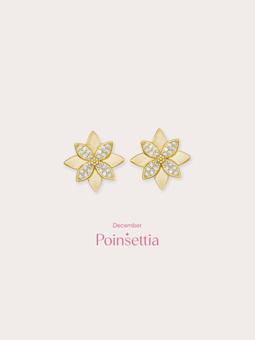 Poinsettia Stud Earrings 18K Gold (4) – Mondays Made Flower & Birthstone Jewelry Singapore
