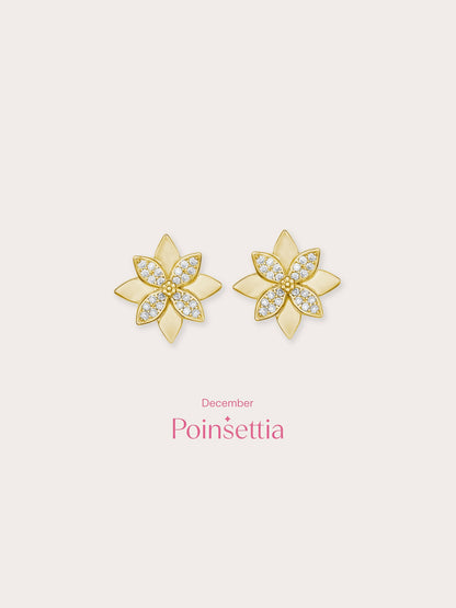 Poinsettia Stud Earrings 18K Gold (4) – Mondays Made Flower & Birthstone Jewelry Singapore
