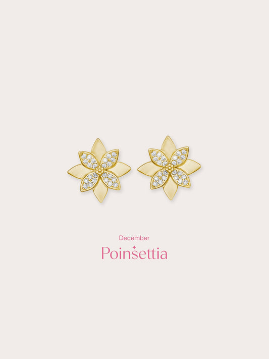 Poinsettia Stud Earrings in 18k Gold Vermeil from Mondays Made