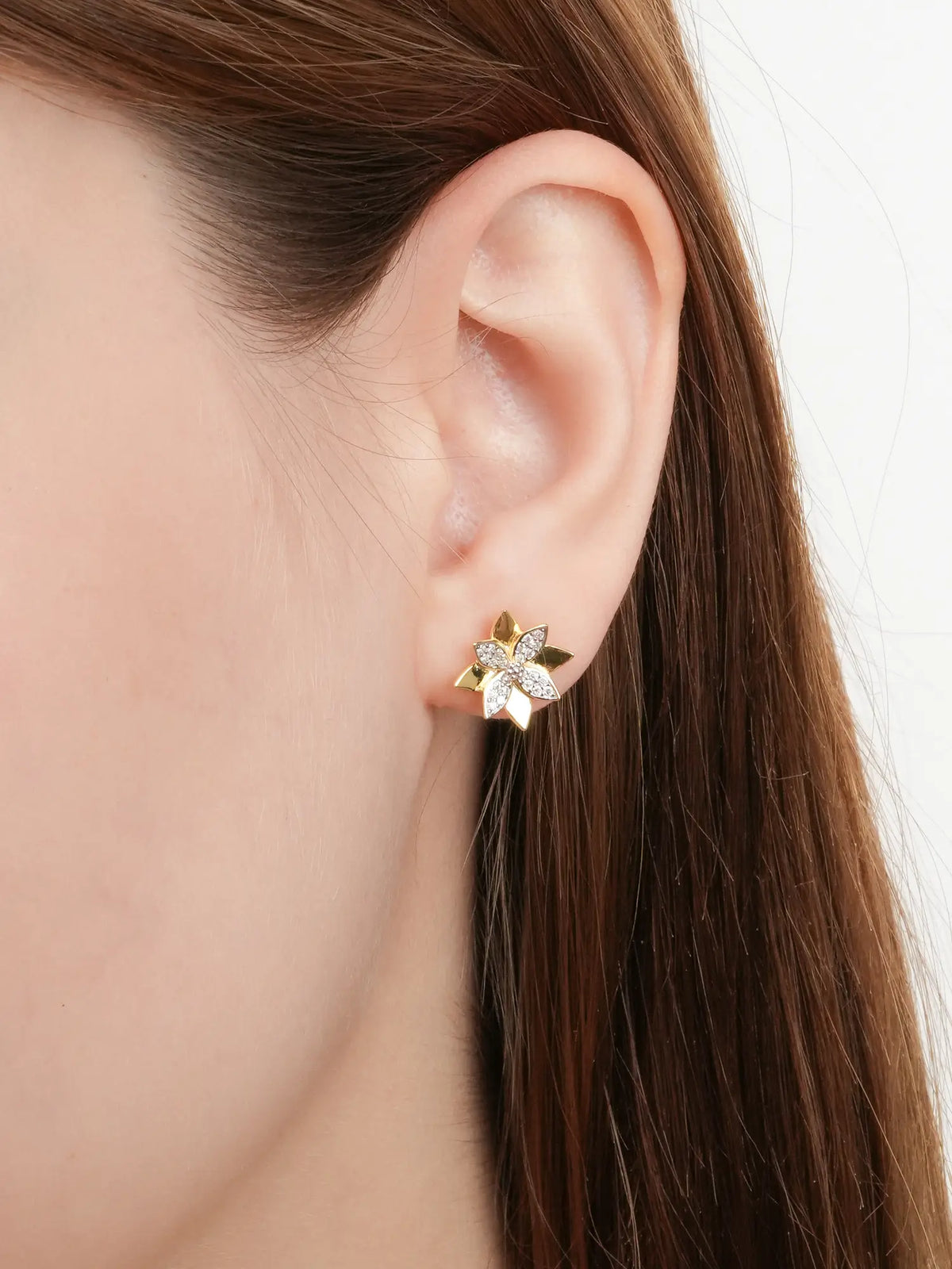 Poinsettia Stud Earrings 18K Gold (2) – Mondays Made Flower & Birthstone Jewelry Singapore