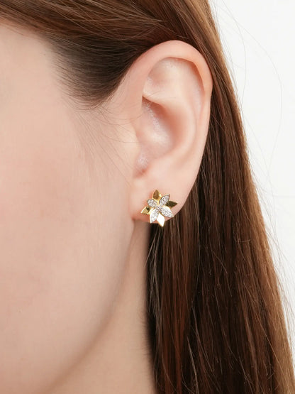 Poinsettia Stud Earrings 18K Gold (2) – Mondays Made Flower & Birthstone Jewelry Singapore
