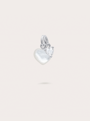 Puffy Heart Charm Set Mother of Pearl S925 Silver Rhodium – Mondays Made Flower & Birthstone Jewelry Singapore