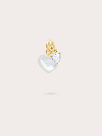 Puffy Heart Charm Set Mother of Pearl 18K Gold – Mondays Made Flower & Birthstone Jewelry Singapore