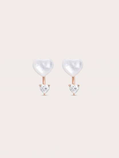 Puffy Heart Ear Jacket Earrings Mother of Pearl 18K Rose Gold – Mondays Made Flower & Birthstone Jewelry Singapore