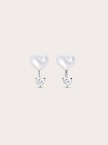 Puffy Heart Ear Jacket Earrings Mother of Pearl S925 Silver Rhodium – Mondays Made Flower & Birthstone Jewelry Singapore